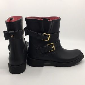 Kate Spade Pamela Moto Rubber Ankle Rain Boots Sz 6